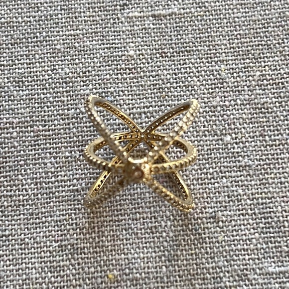 Henri Bendel Luxe Pave Orbital Gold Crystal Ring Sz 6.5 - Picture 3 of 6